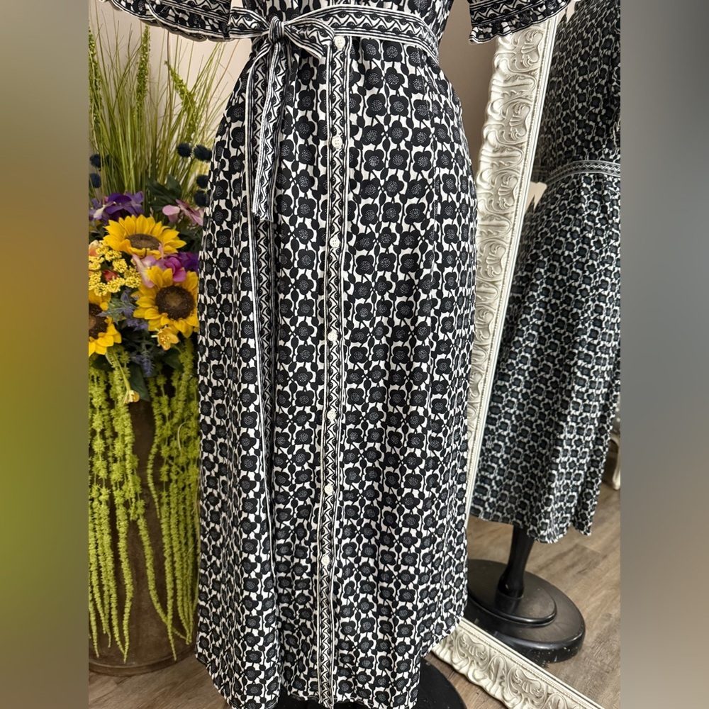 Max Studio Black and White Printed Midi Shirt Dress - Picture 6 of 14